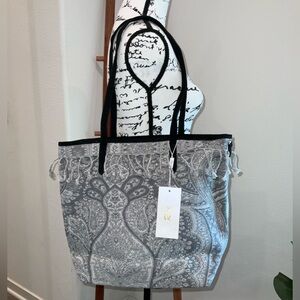 Raj Black and Gray Patterned Tote Bag
